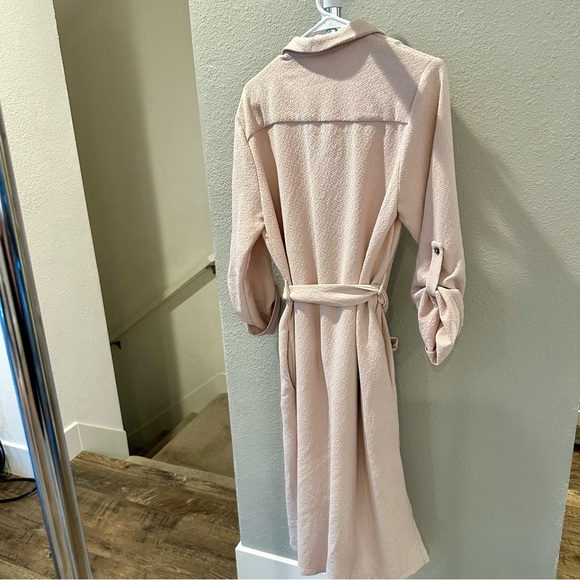 LUSH Rose Pink Duster Trench Jacket with Belt - Picture 2 of 7